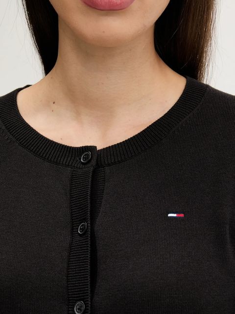 Tommy Jeans kardigan bawełniany damski kolor czarny lekki DW0DW20976