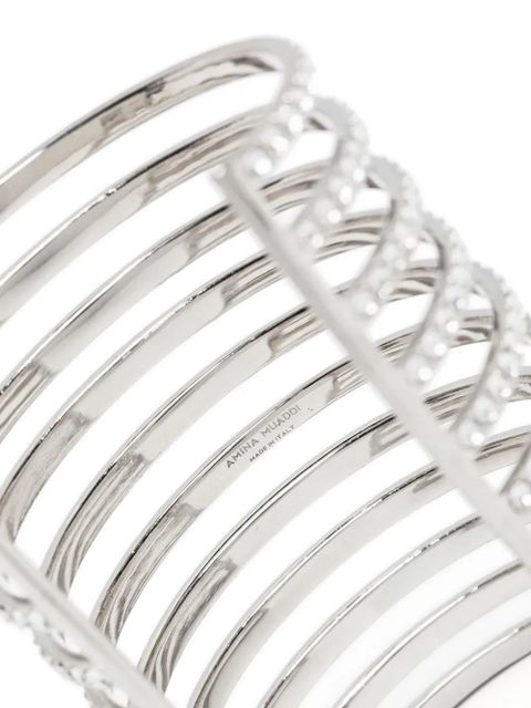 Amina Muaddi Vittoria crystal-embellished cuff bracelet - Silver