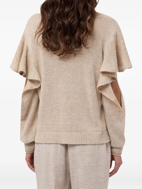 Moschino ruffled-sleeves knitted jumper - Neutrals