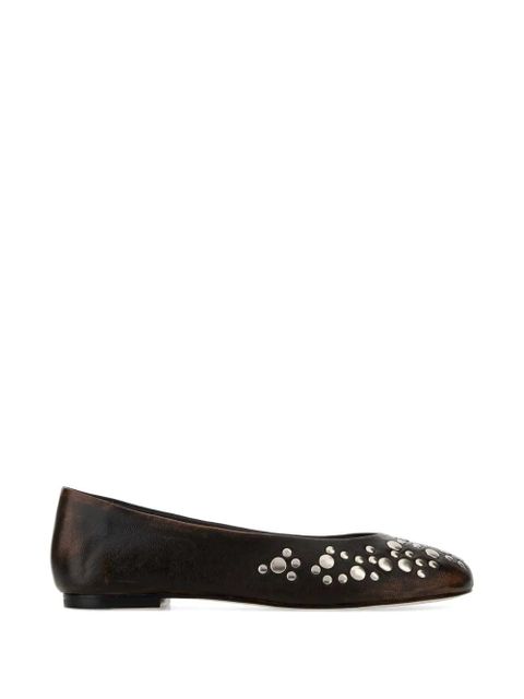 Gimaguas studded leather ballet flats - Brown - zdjęcie produktu nr 1