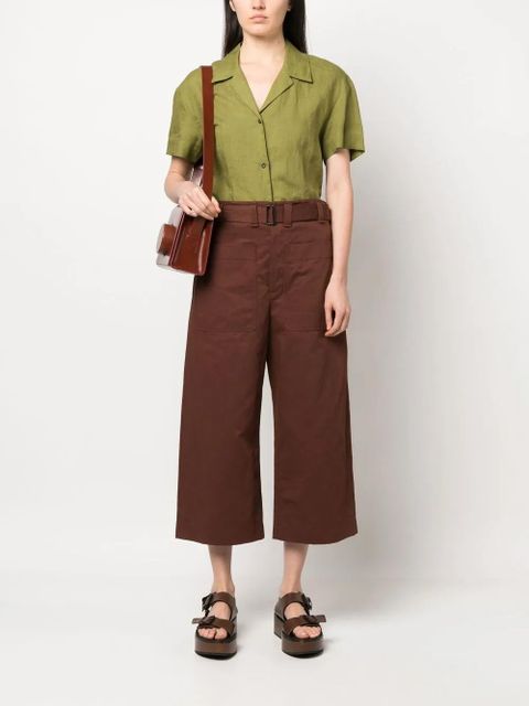 LEMAIRE wide-leg cotton-linen trousers - Brown - zdjęcie produktu nr 2