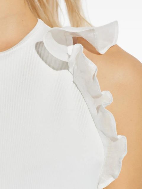 ZIMMERMANN Awaken ruffled-trim ribbed tank top - White
