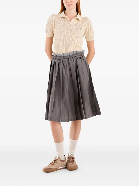 Miu Miu pleated logo-detail skirt - Grey - zdjęcie produktu nr 2