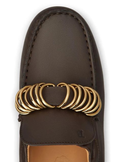 Tod's ring-embellished loafers - Brown