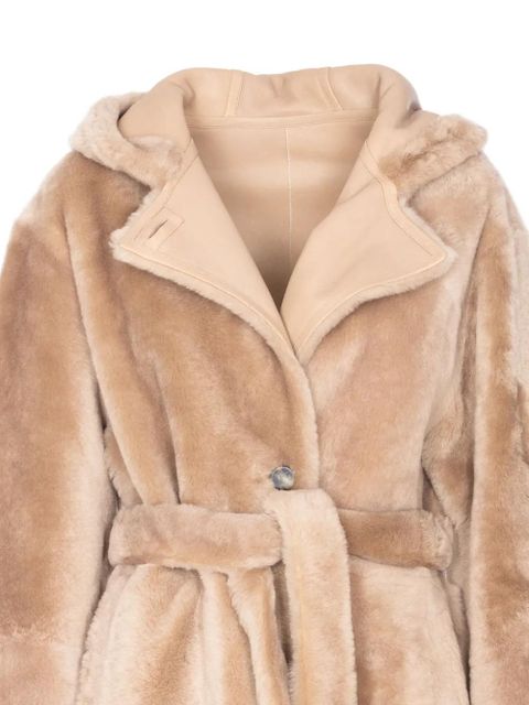 Yves Salomon hooded belted faux-fur coat - Neutrals