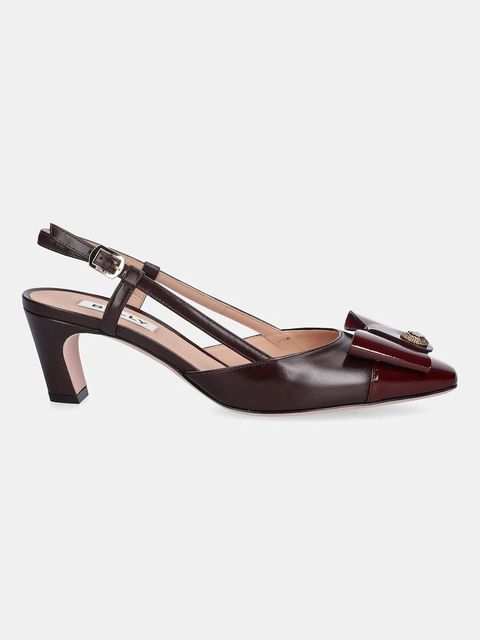 Bally czółenka skórzane BILYANA-LB 55 kolor bordowy na słupku z odkrytą piętą WP5523