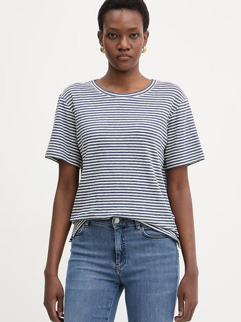 Weekend Max Mara t-shirt damski z lnem PELOTA - zdjęcie produktu nr 1