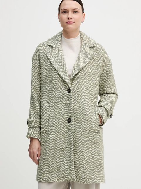 United Colors of Benetton płaszcz z dodatkiem wełny kolor zielony 2M9SDN08T - zdjęcie produktu nr 1