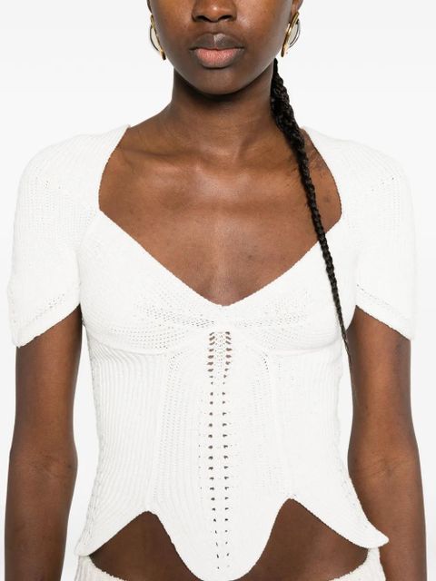 Cult Gaia Eliza V-neck scalloped top - White