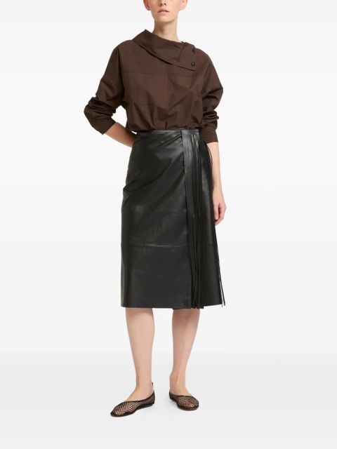 Yves Salomon fringed leather wrap skirt - Black - zdjęcie produktu nr 2