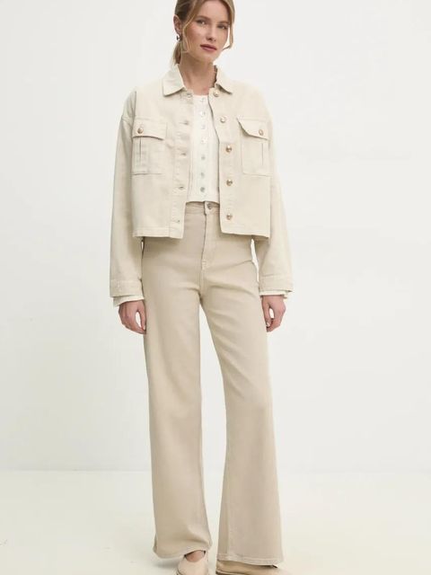 Answear.LAB kurtka jeansowa kolor beżowy przejściowa oversize - zdjęcie produktu nr 2