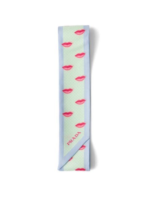 Prada Printed silk twill skinny scarf - Green - zdjęcie produktu nr 2