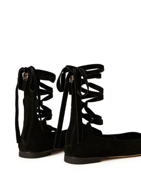 TWINSET lace-up suede ballet flats - Black