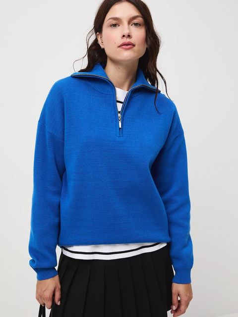 Medicine sweter damski kolor niebieski z półgolfem - zdjęcie produktu nr 1