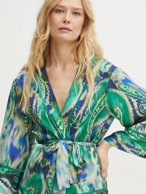 Simona Corsellini kimono kolor beżowy wzorzysta P25CPGI012