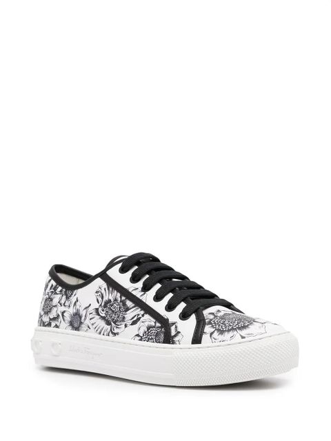 Ferragamo Borg floral-print sneakers - White - zdjęcie produktu nr 2