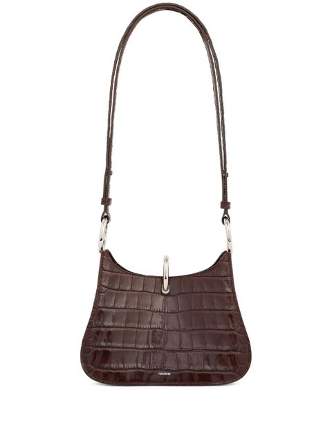 Rabanne ring embossed leather shoulder bag - Brown - zdjęcie produktu nr 1