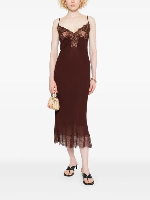 Self-Portrait lace-embellished dress - Brown