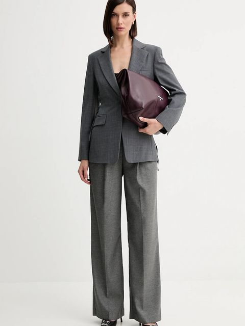 Marella marynarka z wełną kolor szary jednorzędowa gładka 2523046014200 - zdjęcie produktu nr 2