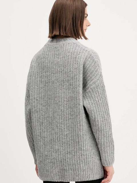 HUGO sweter z dodatkiem wełny damski kolor szary ciepły 50548245