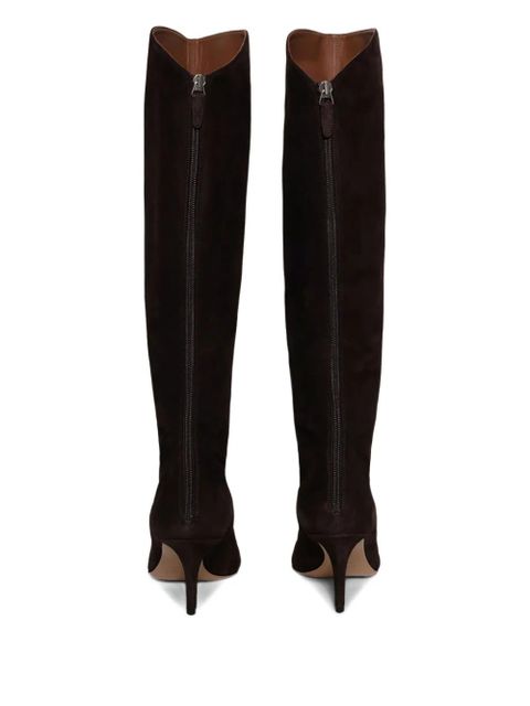 Paris Texas 75mm pointed-toe suede knee-high boots - Black