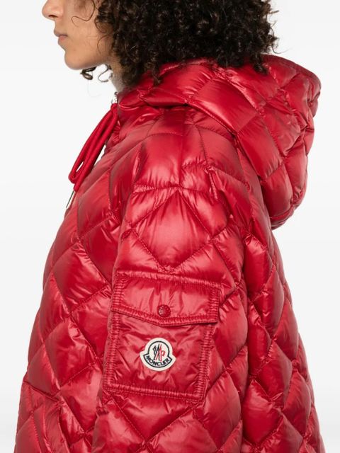 Moncler quilted hooded puffer jacket - Red