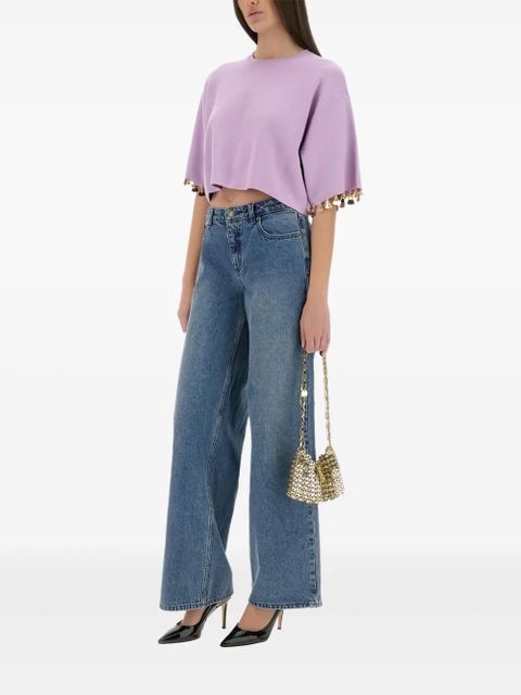 Rabanne embellished cropped T-shirt - Purple - zdjęcie produktu nr 1