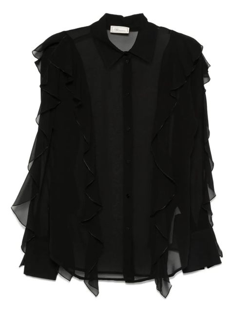 Blumarine ruffled silk shirt - Black - zdjęcie produktu nr 1