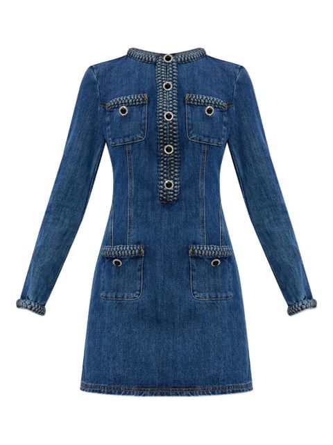 Self-Portrait braided-detail denim dress - Blue - zdjęcie produktu nr 1