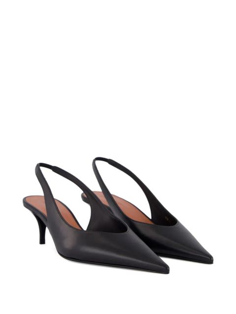 Amina Muaddi Anok heeled slingback-strap pumps - Black