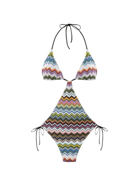 Missoni triangle-top zig-zag-pattern swimsuit - Blue - zdjęcie produktu nr 1