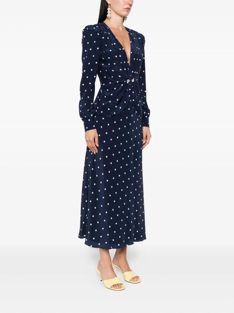 Alessandra Rich polka dot-print midi dress - Blue