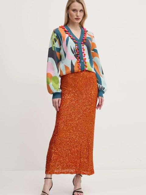 Never Fully Dressed spódnica Rust Sequin Dorris kolor pomarańczowy maxi prosta NFDSK634 - zdjęcie produktu nr 2