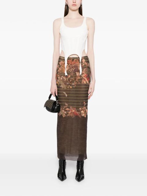 Jean Paul Gaultier floral-print skirt - Brown - zdjęcie produktu nr 2