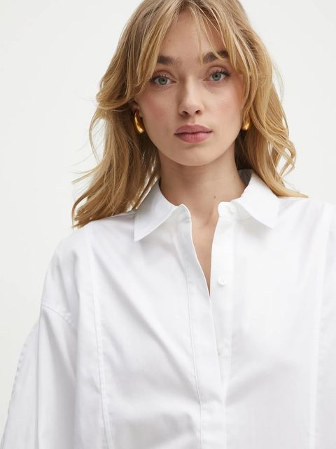 Guess koszula AMA damska kolor biały regular z kołnierzykiem klasycznym W5RH58 WAF10