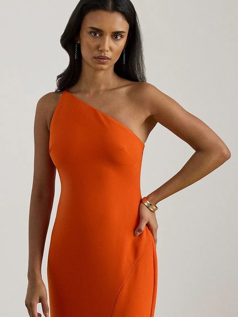 Lauren Ralph Lauren sukienka kolor pomarańczowy maxi dopasowana 253P03584