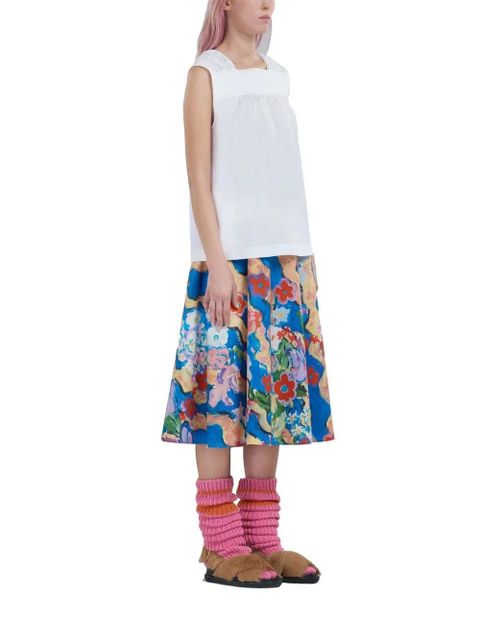 Marni ruched sleeveless cotton top - White