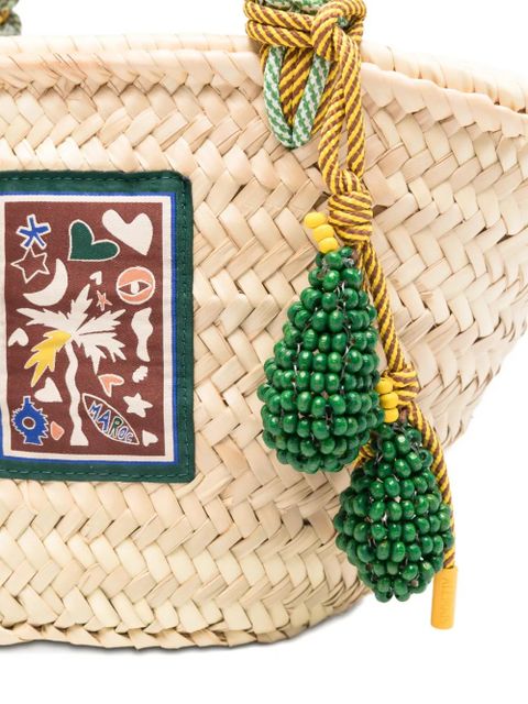 ALEMAIS mini handle-beaded tote bag - Neutrals