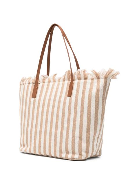 MC2 Saint Barth City striped fringed tote bag - White - zdjęcie produktu nr 2