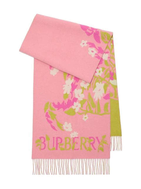Burberry floral-motif jacquard fringed scarf - Pink - zdjęcie produktu nr 1