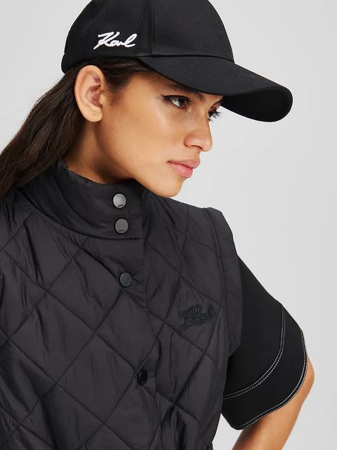 Karl Lagerfeld czapka z daszkiem bawełniana K/SIGNATURE kolor czarny gładka A3W33018 - zdjęcie produktu nr 2