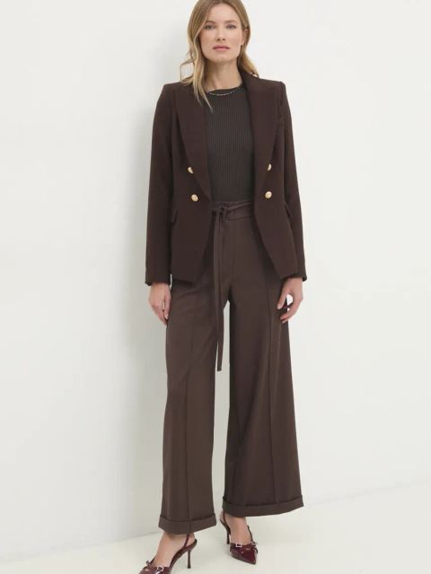 Answear.LAB spodnie damskie kolor brązowy gładkie