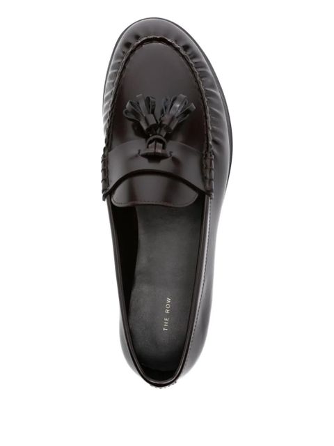 The Row pleated tassel leather loafers - Brown