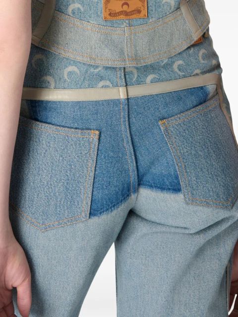 Marine Serre regenerated denim zip-up bustier top - Blue