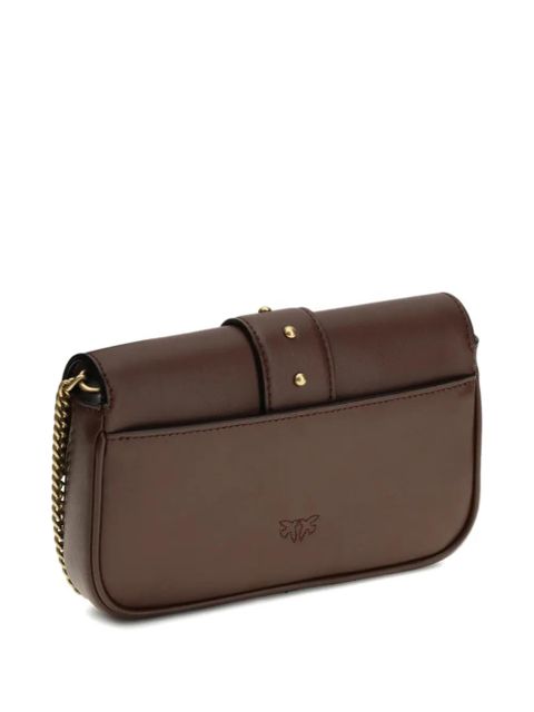PINKO Love One bird-buckle chain shoulder bag - Brown