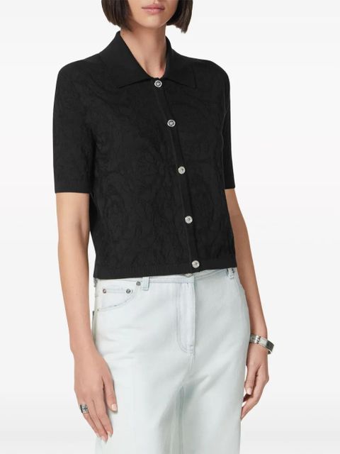 Versace floral-jacquard silk-cotton top - Black