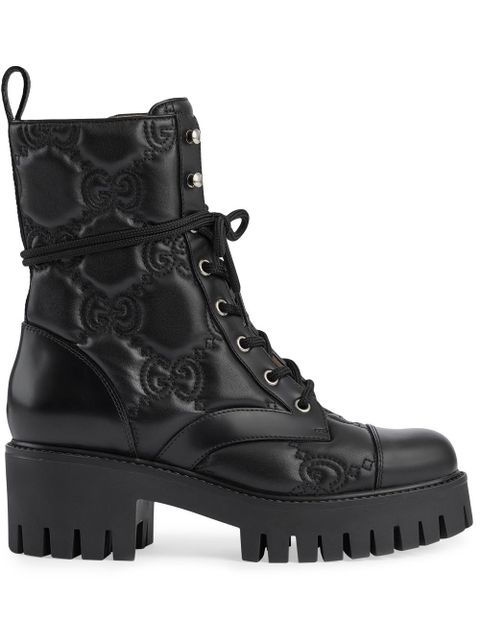 Gucci 60mm GG-matelassé leather boots - Black