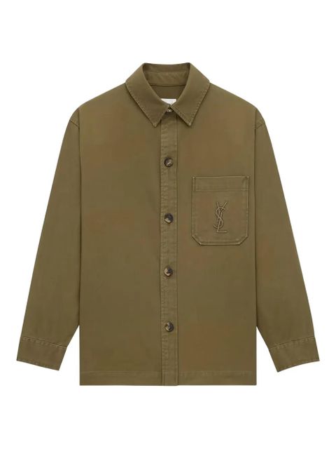 Saint Laurent Cassandre patch-pocket overshirt - Green - zdjęcie produktu nr 1