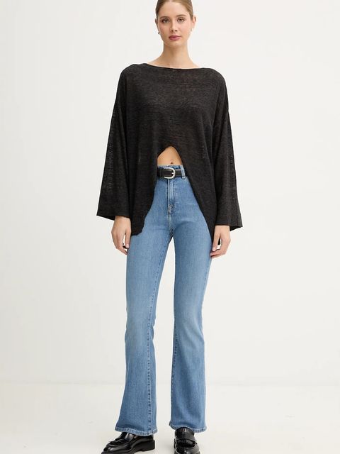 United Colors of Benetton sweter z wełną damski kolor szary lekki 109PD10E1 - zdjęcie produktu nr 2