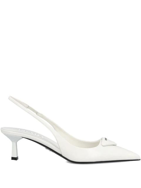 Prada 75mm triangular-logo pointed-toe pumps - White - zdjęcie produktu nr 1